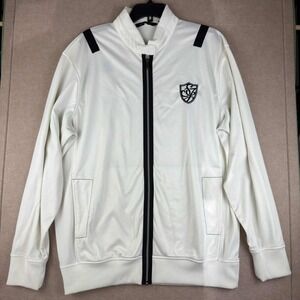 Sejohns Track‎ Jacket Men XL White Black Shield Logo Full Zip Casual Streetwear